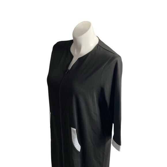 Size L EKOUAER Lightweight Full Zip Black Pockets Lounge Wear House Coat Robe - Picture 6 of 7